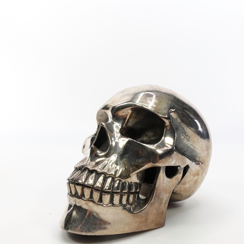 King Baby Studio .925 Silver Skull Paper Weight Book End Decor MSRP $7225